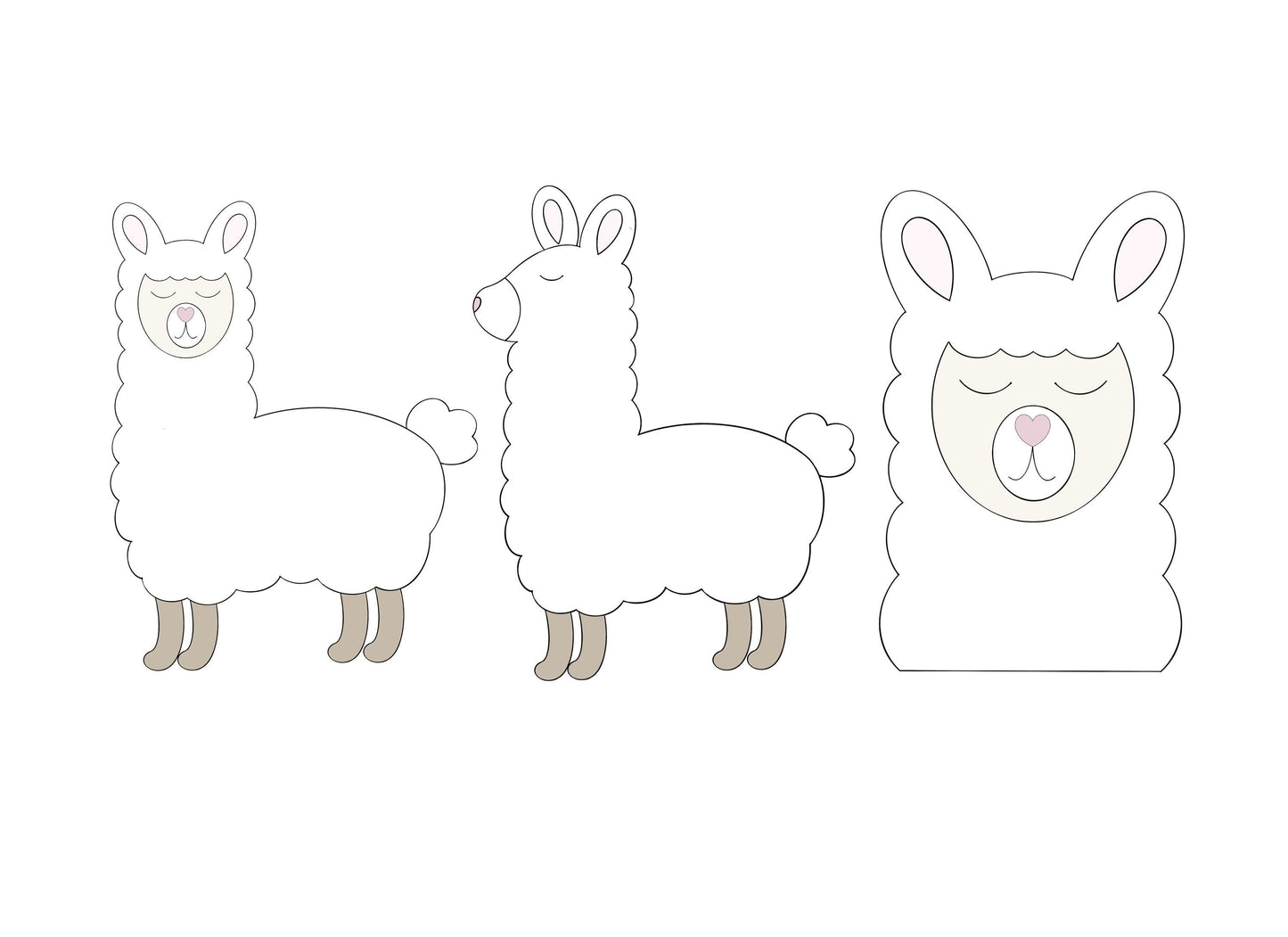 Llama Forward Facing, Llama Side Facing, or Llama Face Cookie Cutters
