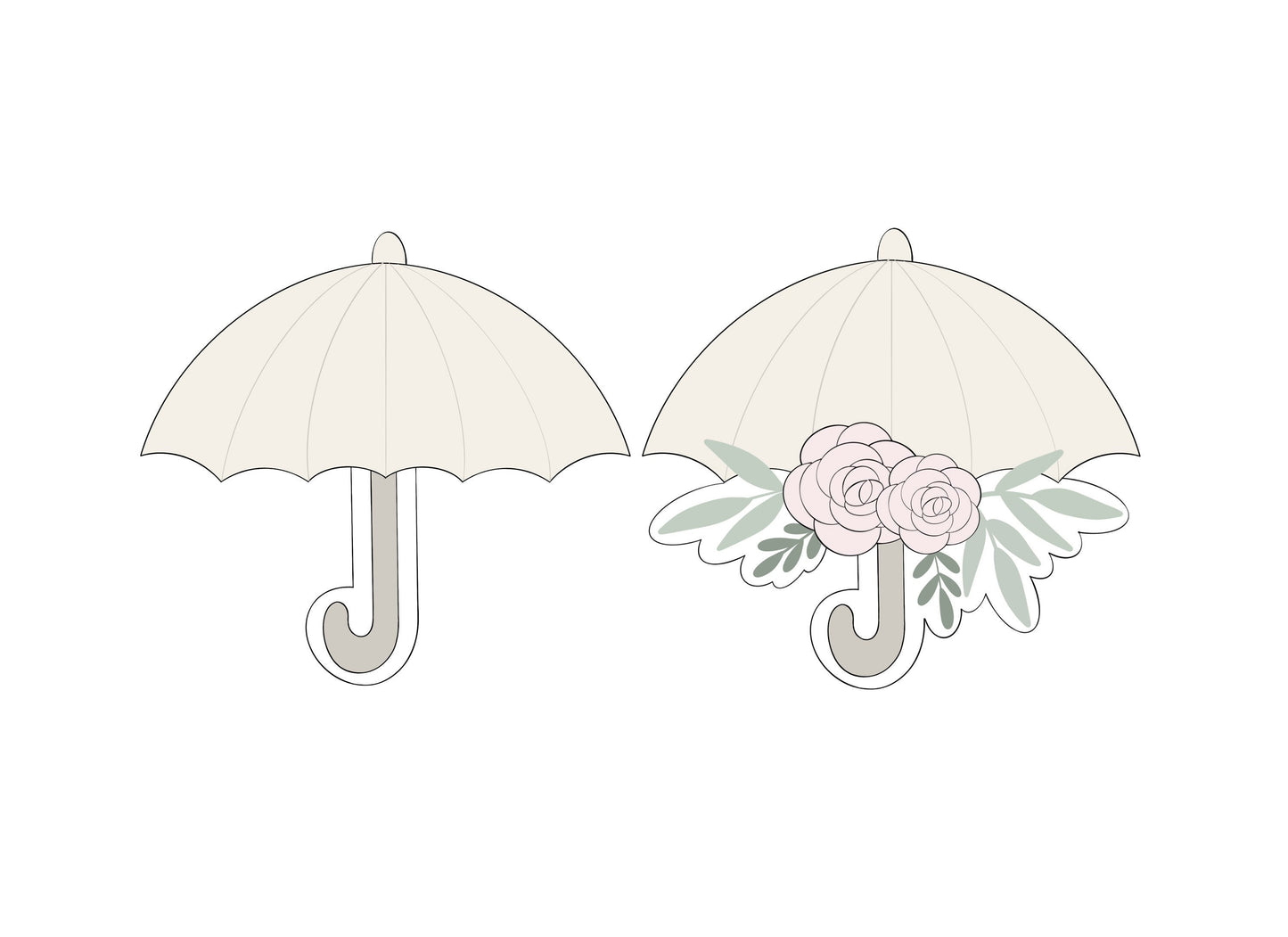 Umbrella with or without Florals Cookie Cutters