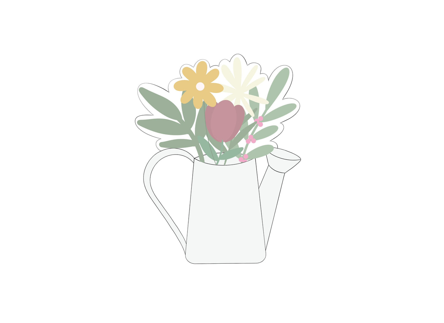 Watering Can with florals Cookie Cutter