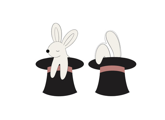 Bunny in Hat or Bunny Ears in Hat Cookie Cutters