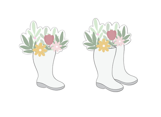 Floral Rain Boots Single or Double Cookie Cutters
