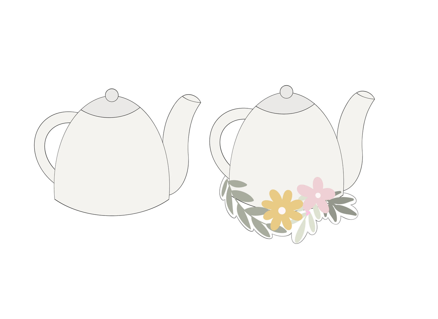 Tea Pot with or without Flowers Cookie Cutters