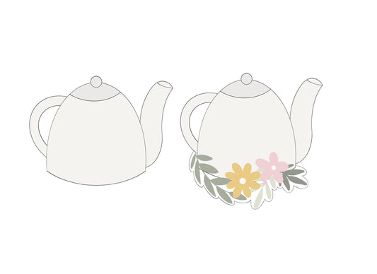 Tea Pot with or without Flowers Cookie Cutters