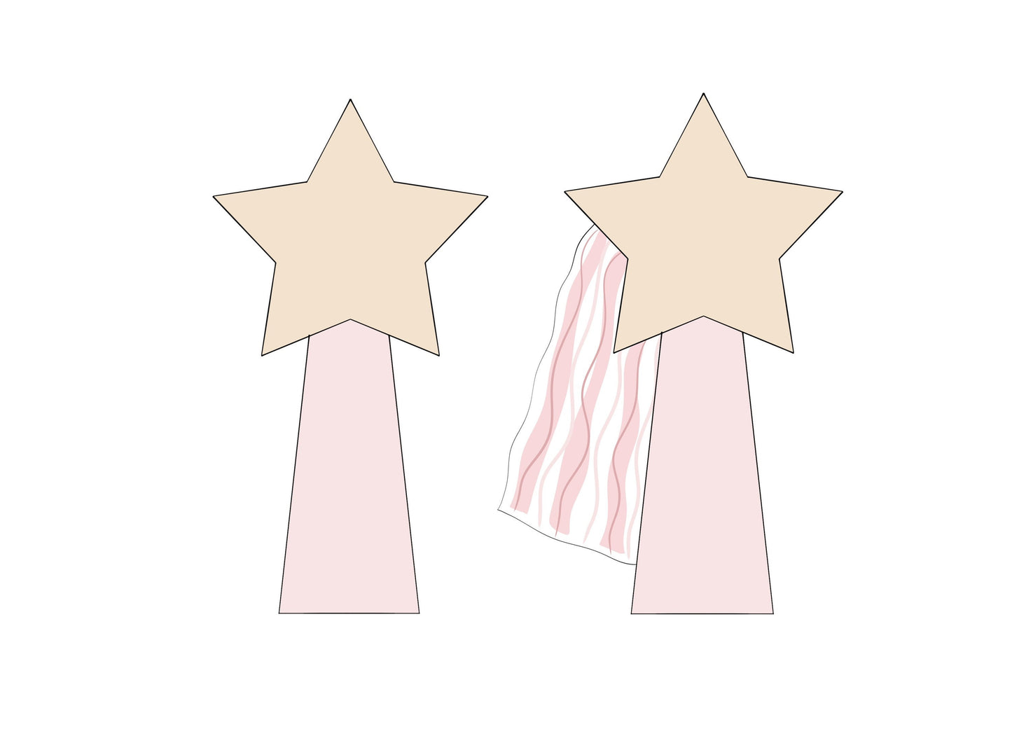 Star Wand with or without Streamers Cookie Cutters