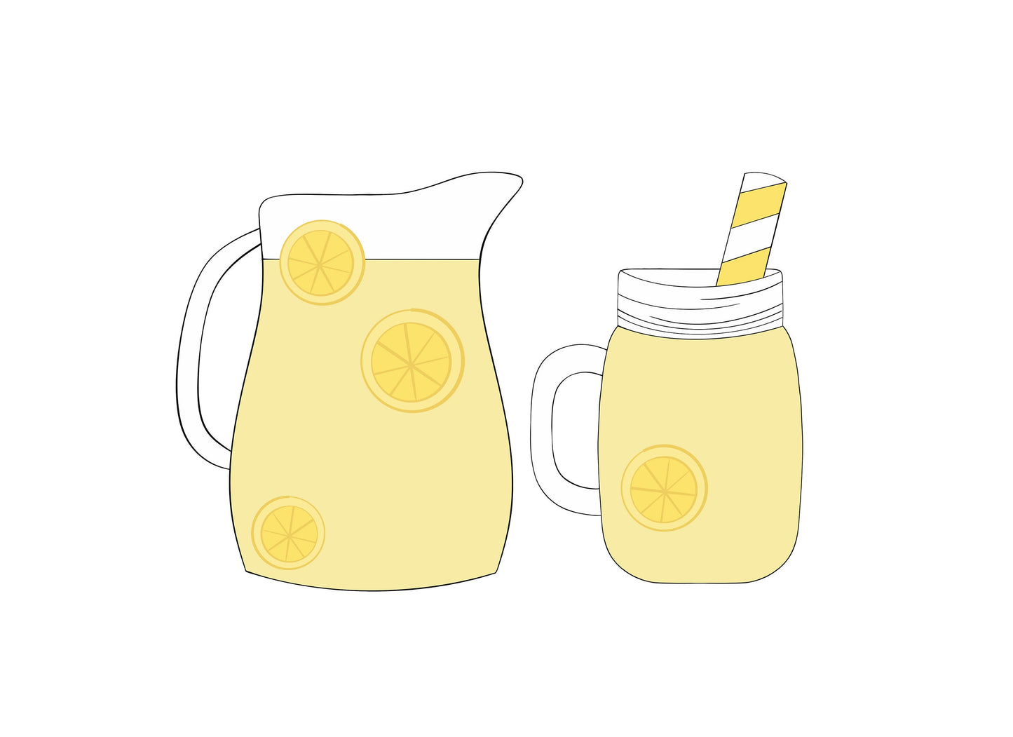 Lemonade Pitcher or Glass with Straw Cookie Cutters